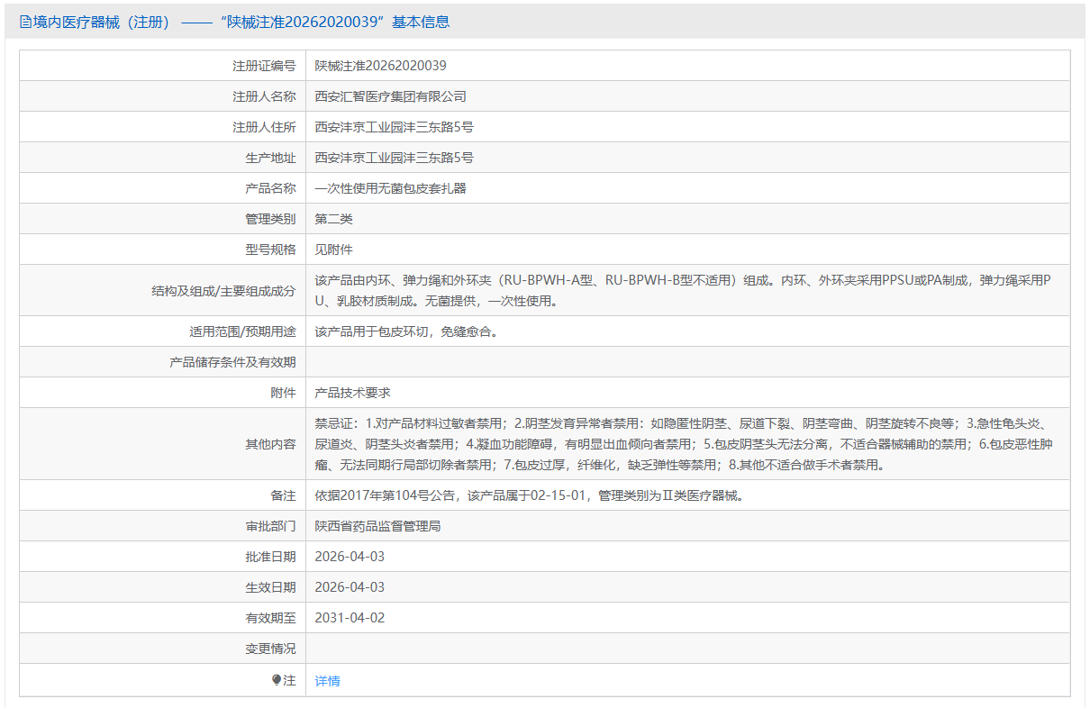 第二类医疗器械一次性使用无菌包皮套扎器注册办理流程及步骤周期指南(图1)