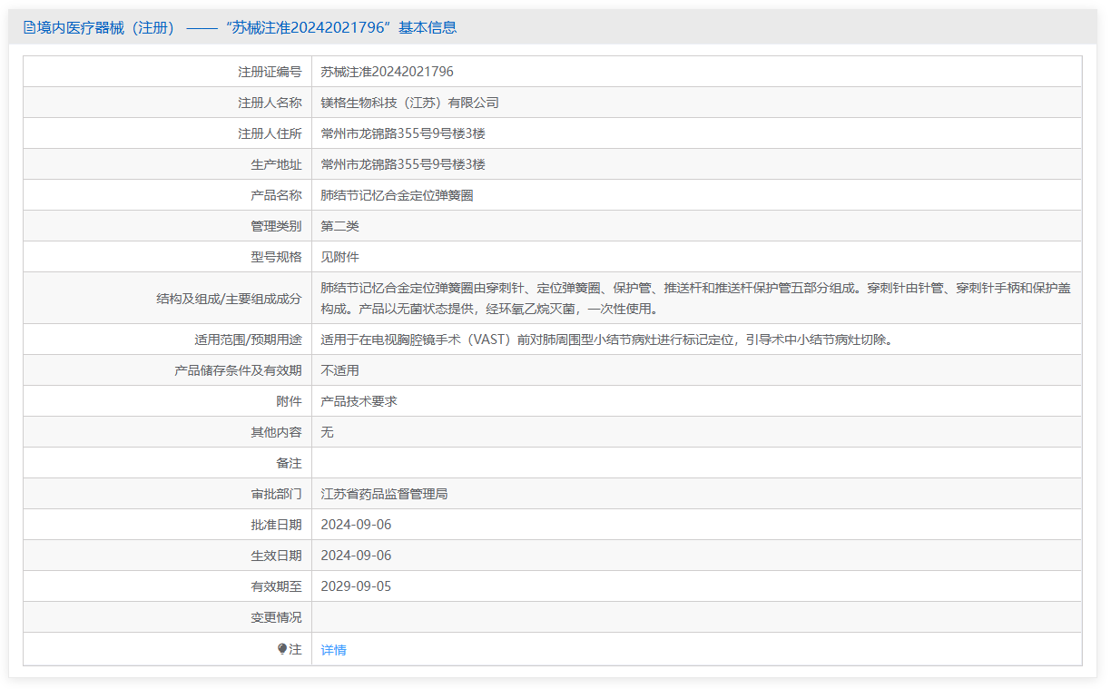 第二类医疗器械肺结节定位弹簧圈注册办理流程及步骤周期指南(图1) 第二类医疗器械肺结节定位弹簧圈注册办理流程及步骤周期指南(图1)