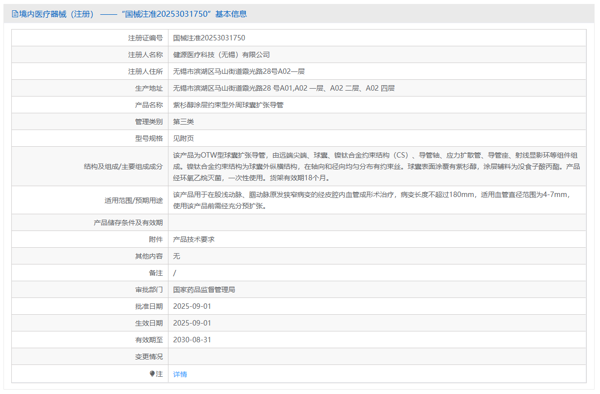 第三类医疗器械带药球囊扩张导管注册办理流程及步骤周期指南(图1) 第三类医疗器械带药球囊扩张导管注册办理流程及步骤周期指南(图1)